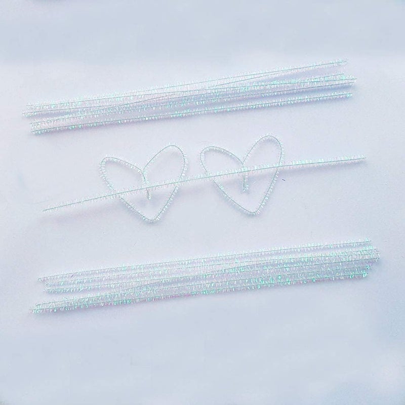 Carykon Iridescent Sparkly Tinsel Creative Arts Stems 6 mm x 12 Inch, Pack of 200 (Colorful White) - Image 4